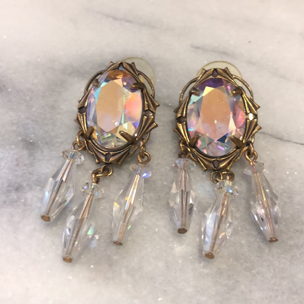 Vintage Aurora Borealis Crystal Earrings-Boutique